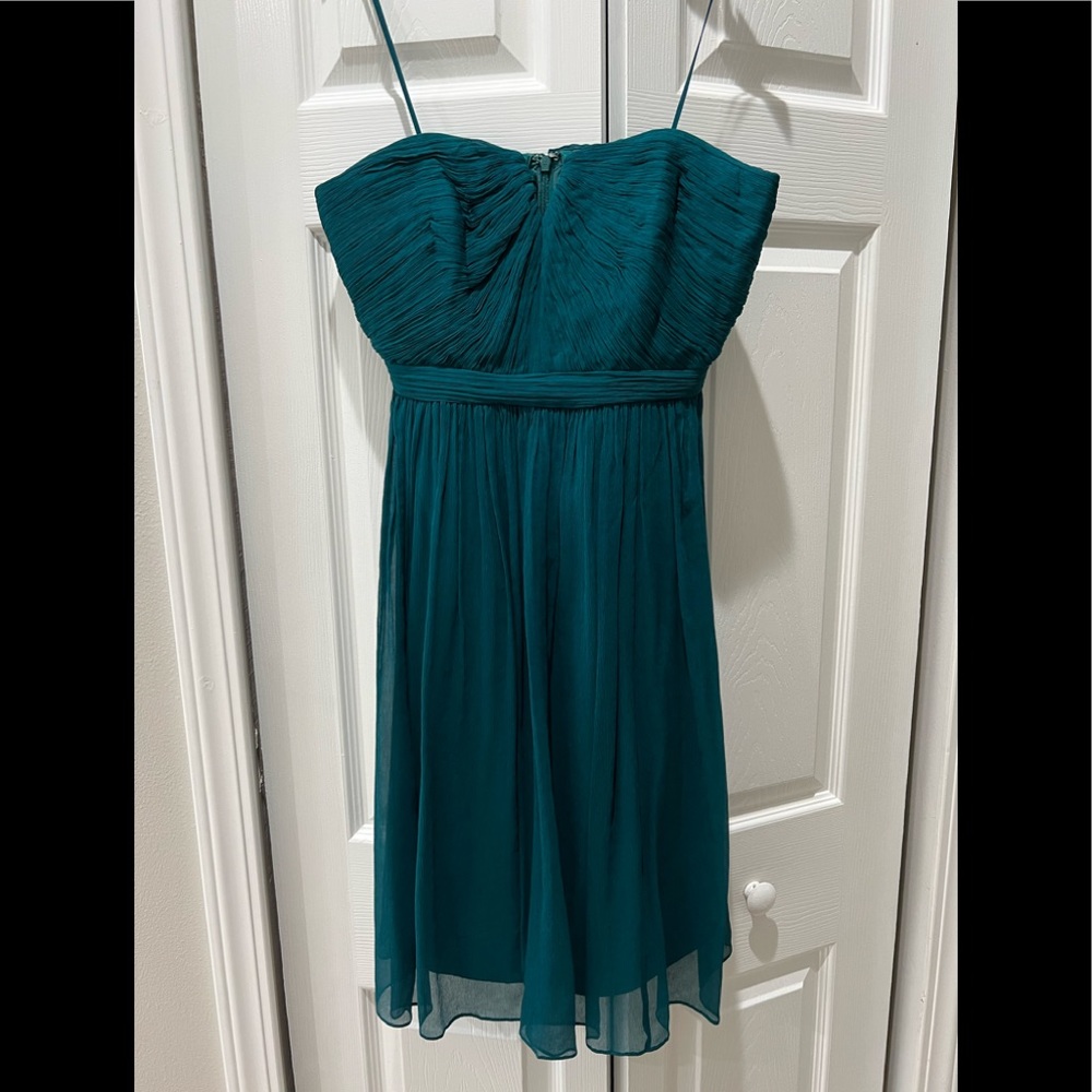 J. Crew Teal Size 6 Strapless Chiffon Dress